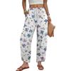 Women’s Casual Straight Leg Loose Wide Leg Pants with Drawstring and Printed Pattern Suitable for Daily Wear and Relaxed Outfits