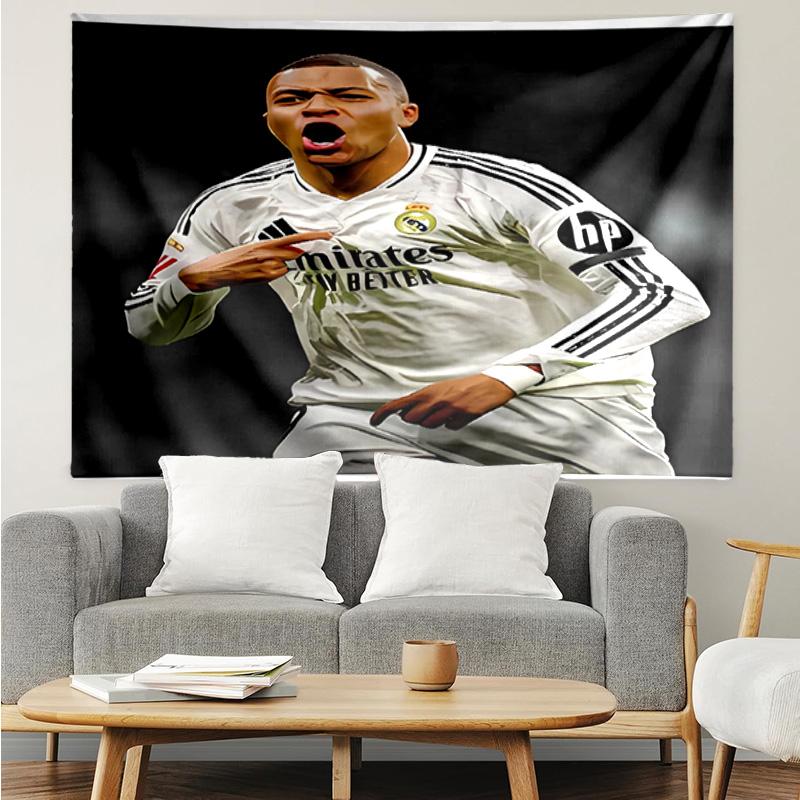 Kylian Mbappé Tapestry for Bedroom Aesthetic Classroom Tapestries Wall Hanging for Living Room Dorm Office,Ideal Creative Gift