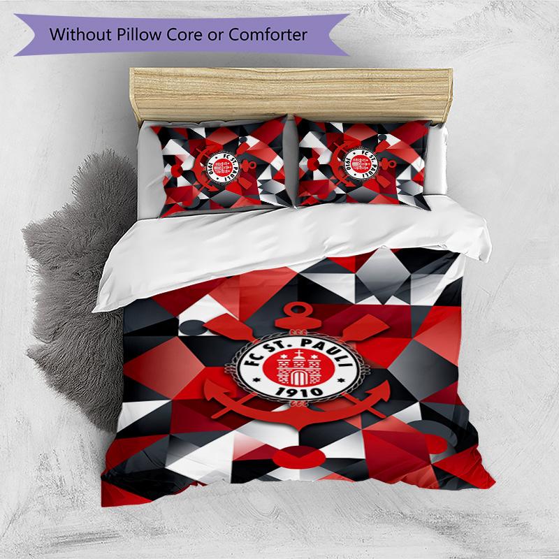 FC St. Set Lenzuola 3 Pezzi Stampato Calcio Pauli, Confortevole Set Copripiumino per Camera da Letto Amico della Pelle