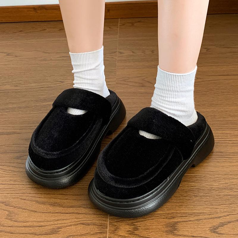 Fashion Flats Women Cotton Slippers Fur Winter Warm Mules Shoes Fashion Cozy Woman Botas 2025 New Short Plush Casual Zapatos De Mujer