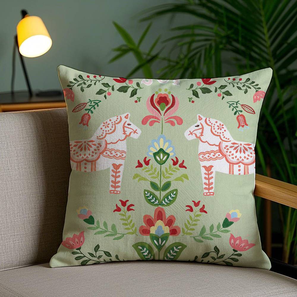 Classical Style Darama Print-Cute Pillow Case Anti-dustmite Pillowcase Invisible Zipper Silky Short Plush Sofa Cushion Cover