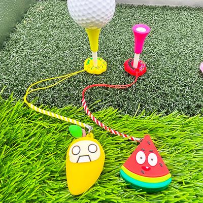Plastic Anti Lost Golf Tee Hanger Donut Design Golf Tee Ring with Strap Cartoon Fruit Design Tee Loss Prevention Golf Accessory for Men Women