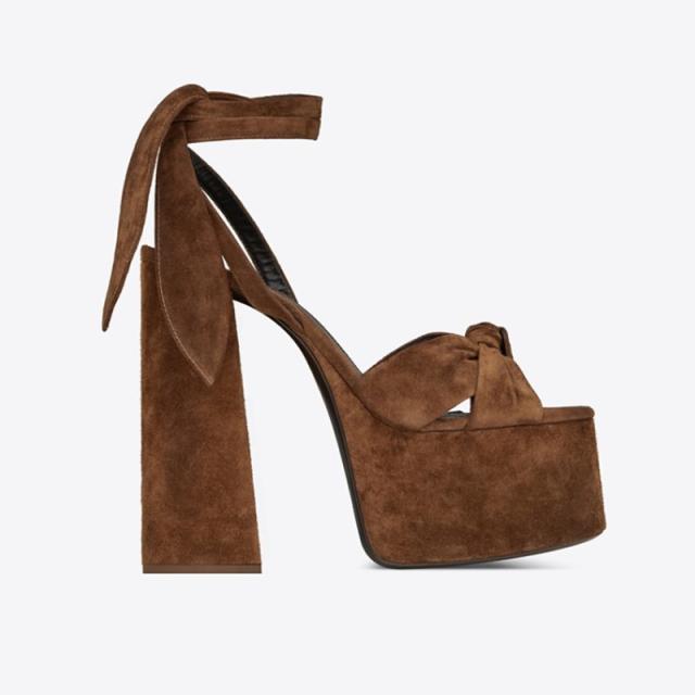 Nya Tryck Dam Sandaler Hög Platå Klumpiga Klackar Skor Sommar Peep Toe Ankelrem Höga Klackar Festskor Sandalia