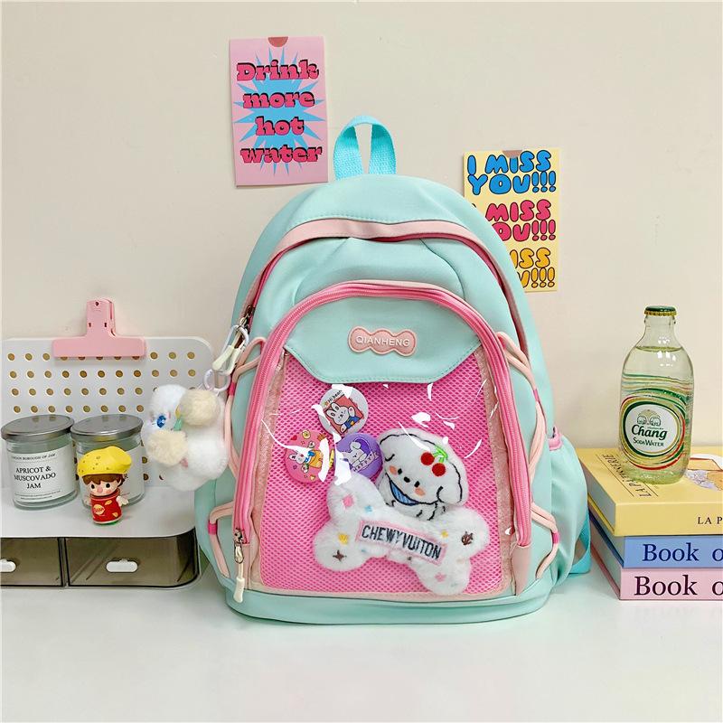 Schoolbag new Japanese ins high value fresh and sweet candy color bar pain bag junior high school students lightweight backpack