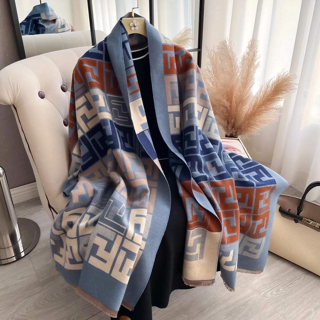 Winter Damen Schal Luxus Design Doppelseitig Kaschmir-Gefühl Schal Warmer Schal Schal