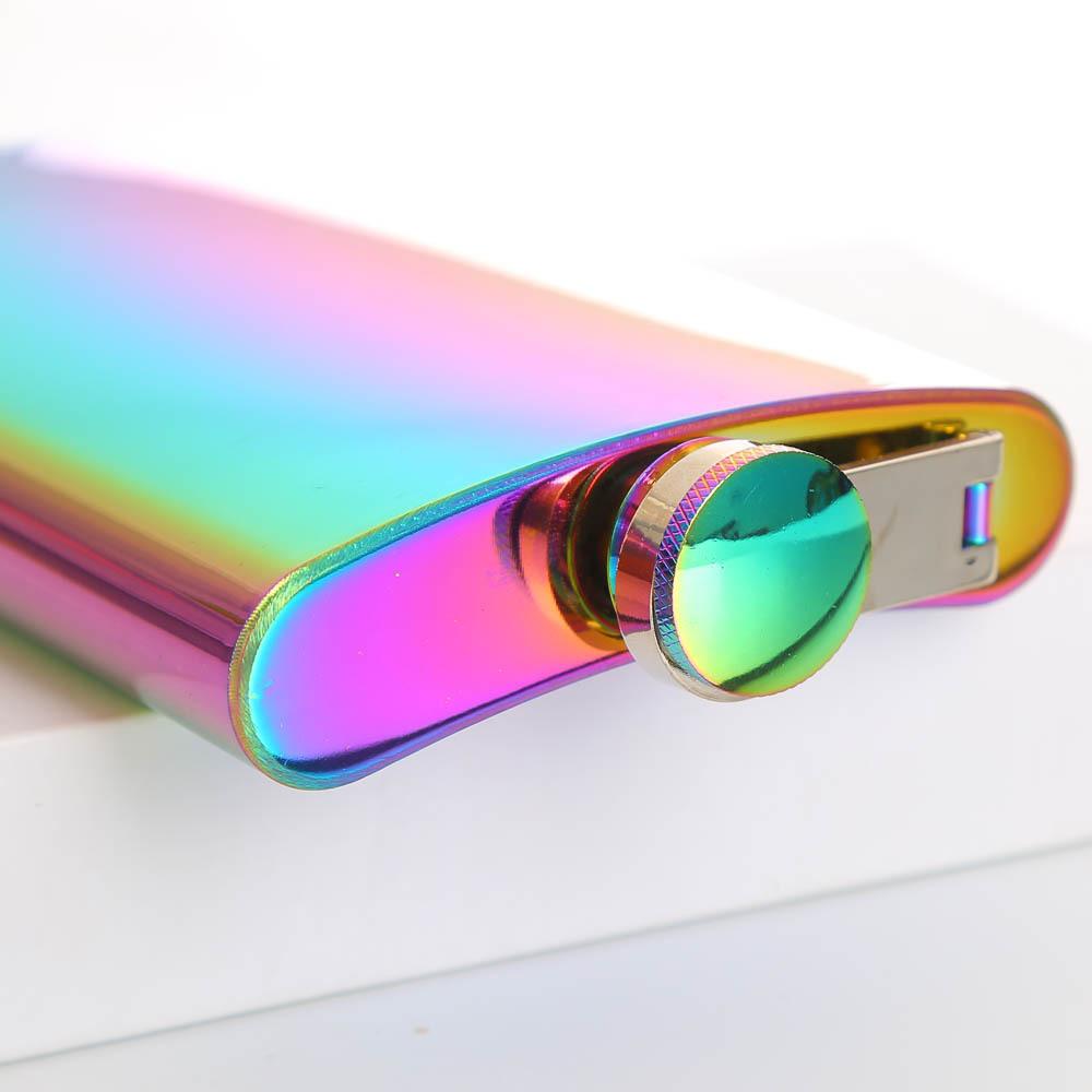Colorful 8oz Stainless Steel Hip Flask With Free Funnel Whiskey Wine Bottle Retro Alcohol Pocket Flagon Portable Drinkware New