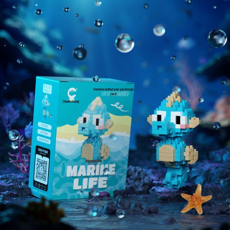 Compatible with Lechaochao Lechuang Shark Model Marine Life Building Blocks Toy for Kids