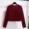 Red Corduroy Jacket Mini Skirt Women's Fashionable Two Piece Set Autumn Season Elegant and Stylish Clothing