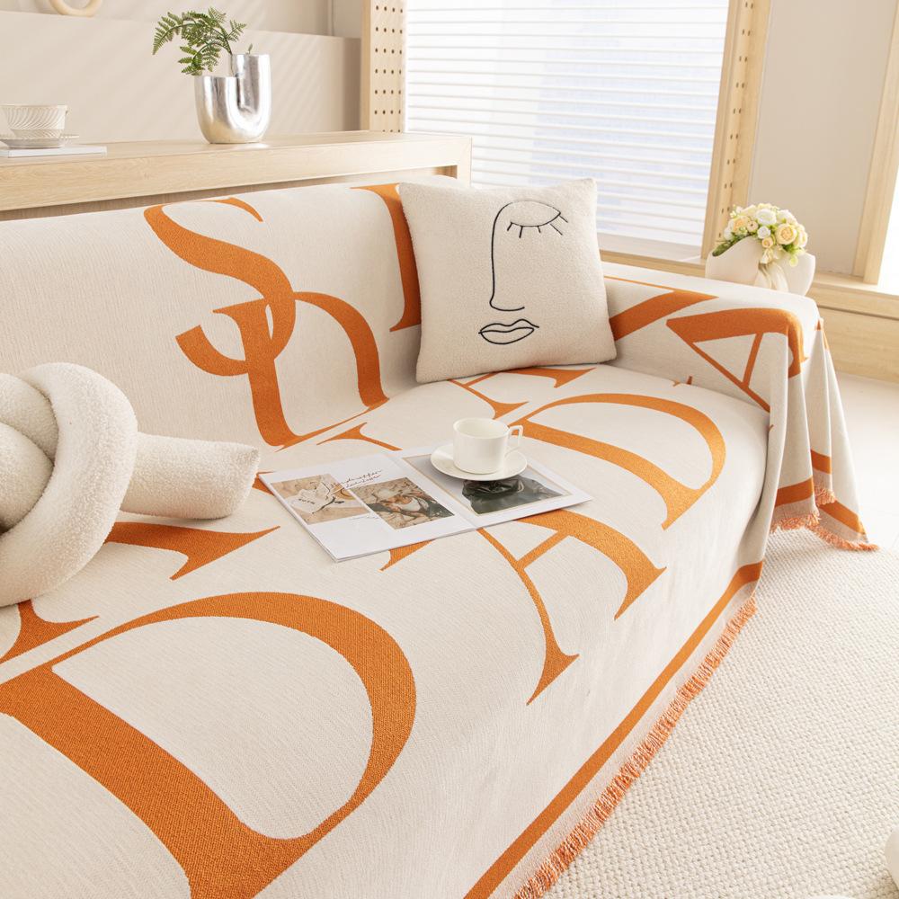 Letter Modern Simple Sofa Cover Cloth Four Seasons Universal Sofa Towel Non-Slip Full Cover Blanket Anti-Scratching Sofa Cover