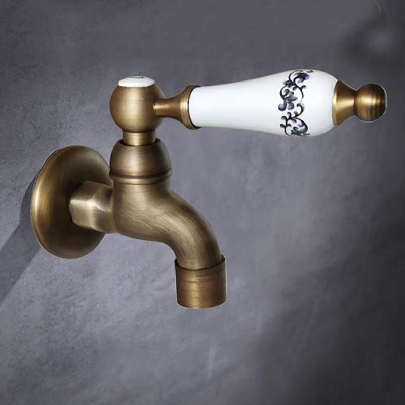 

Длинный садовый кран для использования в качестве крана, кран с отделкой из античной латуни, настенный кран для ванной комнаты, водопроводный кран для стиральной машины