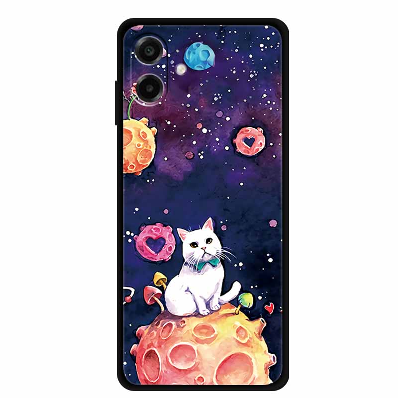 3D Silicone Case For Samsung Galaxy A07 4G Case Relief Emboss Flowers Black Soft Back Cover Coques For Samsung Galaxy A17 Cases