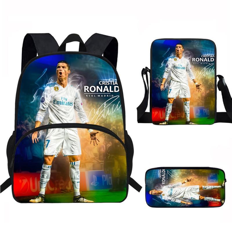 Set Zaino Scolastico CR7 per Bambini Tessuto Oxford Borsa a Doppio Scomparto con Tasca Frontale Astuccio Tracolla Ergonomico Dorsale
