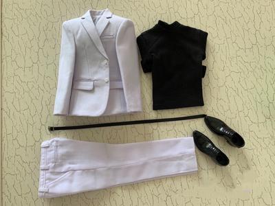 HAMRETHYPPZ Scale Costume for Figures Dinner Special Attack Commuter Uniform Working Boss Not White Blazer Black Turtleneck Long Sleeve White Pants