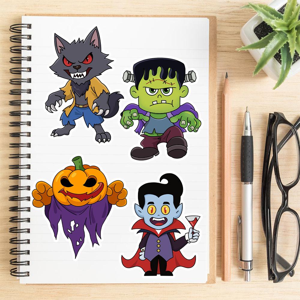 8 Sheets Make a Facial Puzzle Spooky Holiday PVC Sticker Children Celebration Favors Present Toy DIY Pumpkin Ghost Assemble Jigsaw Instructive