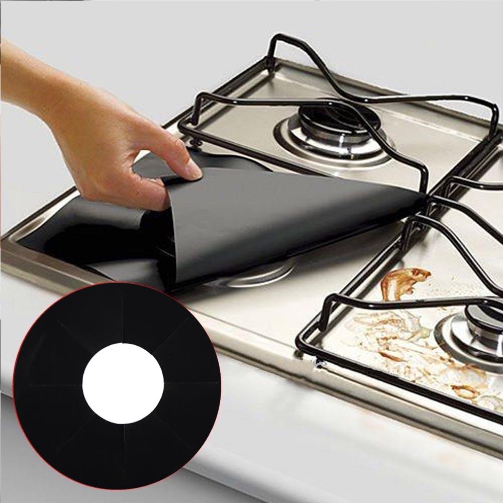 6 Pcs Set Reusable Fiberglass Gas Stove Protector Protective Mat Pad Kitchen Tool