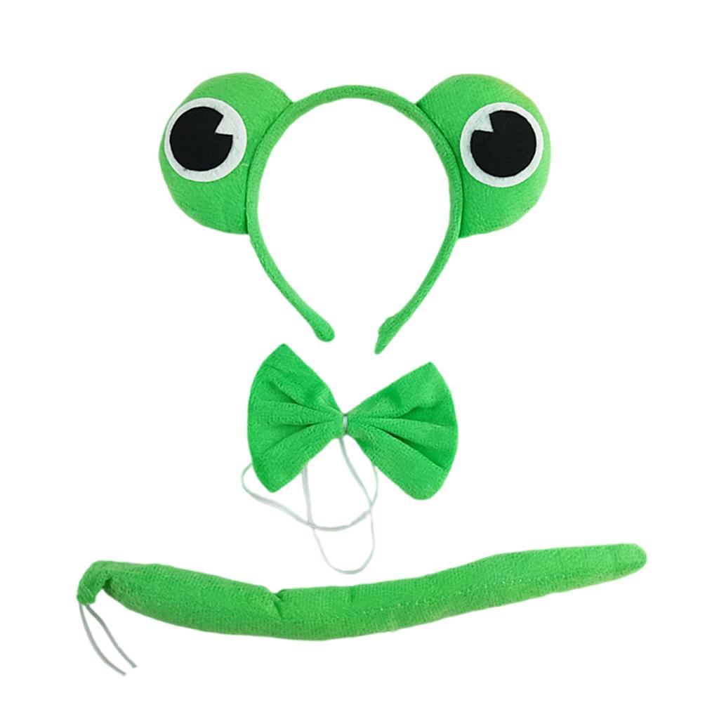 Frosch Kostüm Zubehör Frosch Ohren Haarreif Schwanz Krawatte für Halloween Cosplay Party Verkleiden Tierkostüme