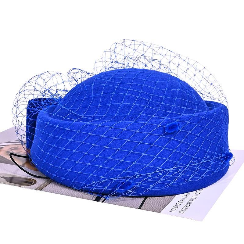 Chapeau d'automne et d'hiver pour femmes, sens haut de gamme de chaleur, chapeau haut-de-forme en feutre, chapeau d'hôtesse de l'air, grand tour de tête amincissant le visage, petit chapeau de jazz