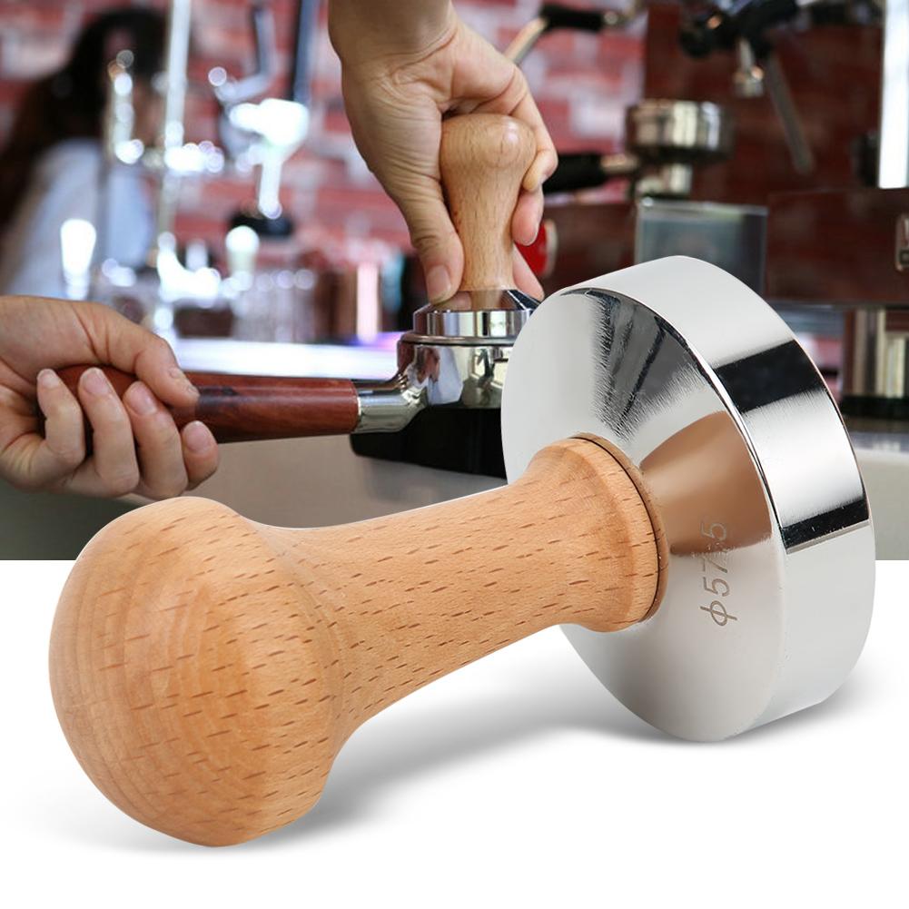 57.5mm Stainless Steel Base Coffee Powder Tamper with Wooden Handle Coffee Machine Accessories