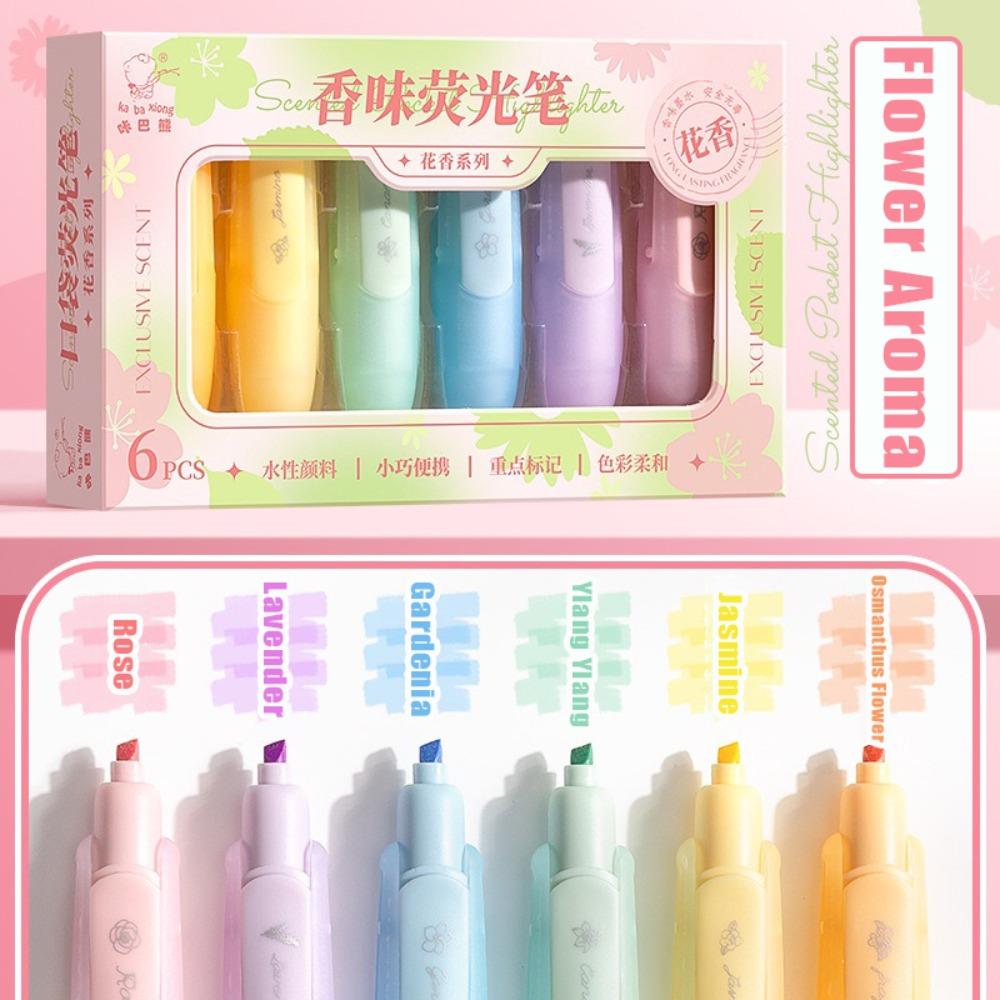 

6 шт./набір Зроби сам Скрапбук Ароматні Хайлайтери Маркер для Захисту Очей Кольорова Кишенькова Ручка Студенти Flower Aroma