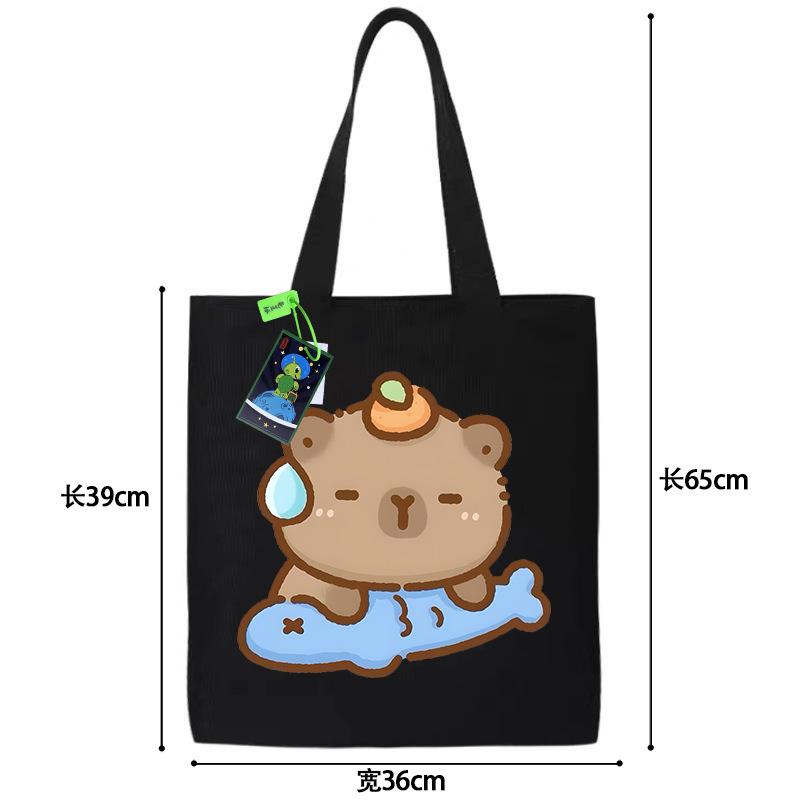 High value kapibara canvas bag anime small fresh ins simple portable handbag