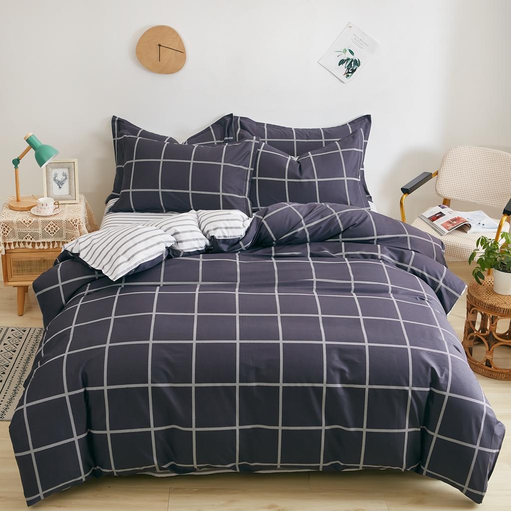 Abstract Geometric Bedding Set Queen Size Geometry Rectangle Square Cotton Duvet Cover Pink Purple Comforter Cover for Boys Girl