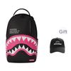 New SPRAYGROUND Shark Mouth PVC Backpacks Men Black/Pink W1035718
