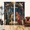 Christmas Themed Curtains Pole Bag Home Decoration Room Window Set Of 2 Made Polyester
