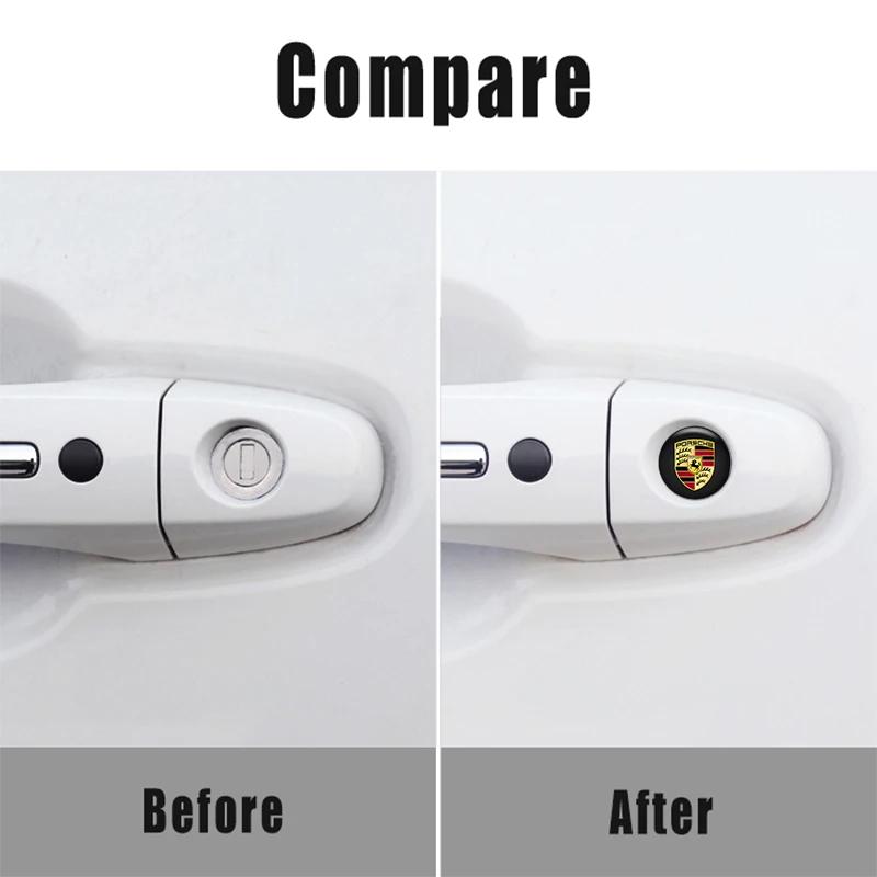 4PCS Car Door Lock Eye Stickers Protect Against Dirt Stickers For Porsche 911 Cayenne Carrera-GT 928 Panamera Boxster Macan 918