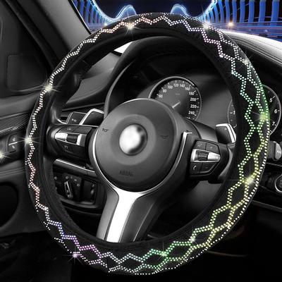 Diamond Car Steering Wheel Cover with Bling Crystal Rhinestones Sparkling Universal Steer Wheel Protector Without Inner Ring