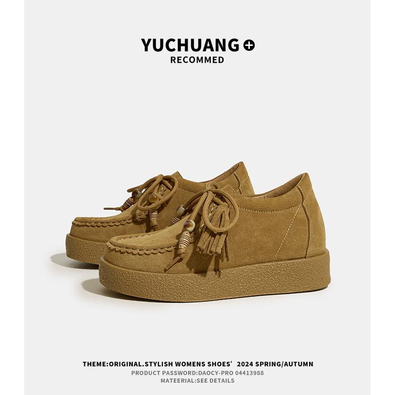 

Star with the same platform kangaroo shoes in the autumn of 2025 new retro casual fashion board shoes women s muffin sole single shoes 34