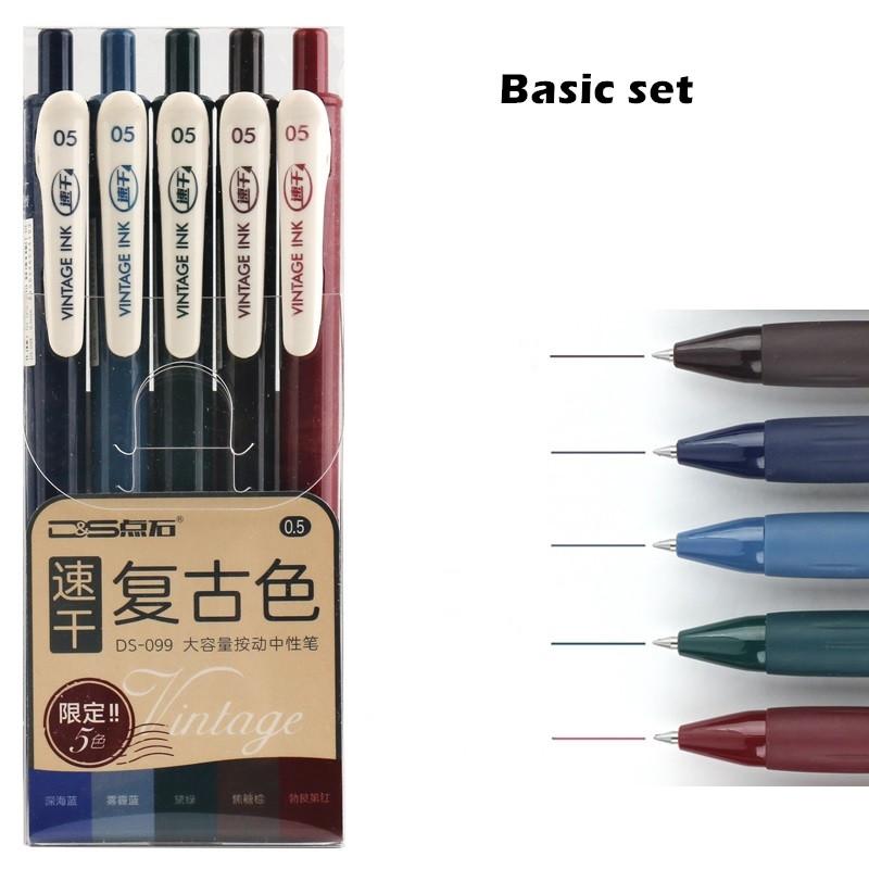 5 pezzi penne a inchiostro vintage set scrittura ad asciugatura rapida penna a sfera multi colore da 0,5 mm per diario disegno pennarello fodera arte scuola fai da te