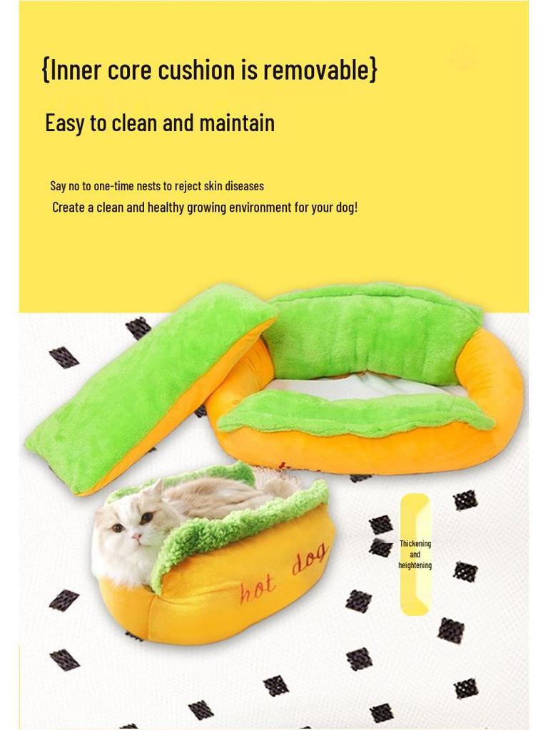 Hot Dog Shaped Pet Bed: Super Soft, Warm, and Universal for Cats and Small Dogs