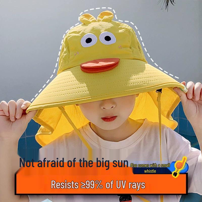 Kids' UV Protection Wide Brim Sun Hat - Breathable Summer Bucket Hat for Boys & Girls