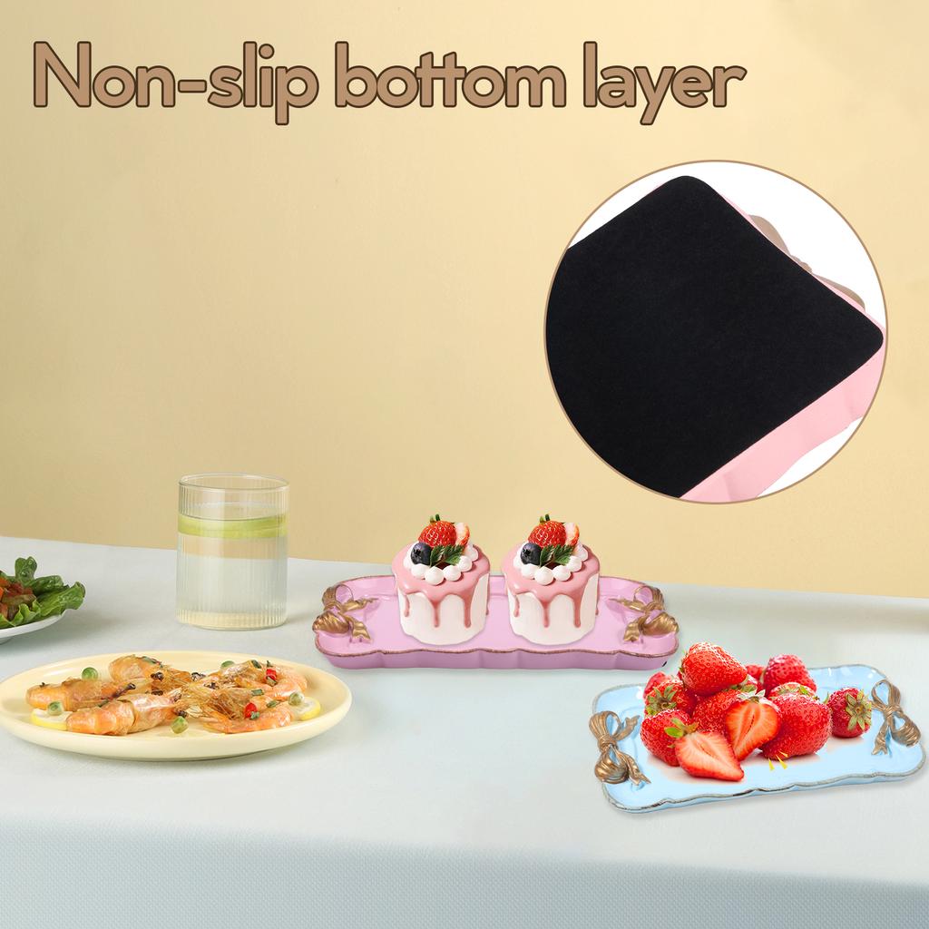 3 Pcs Resin Decorative Tray Bow Jewelry Tray Dessert and Cake Storage Trays Vintage Necklaces Earrings Display Plate for Women