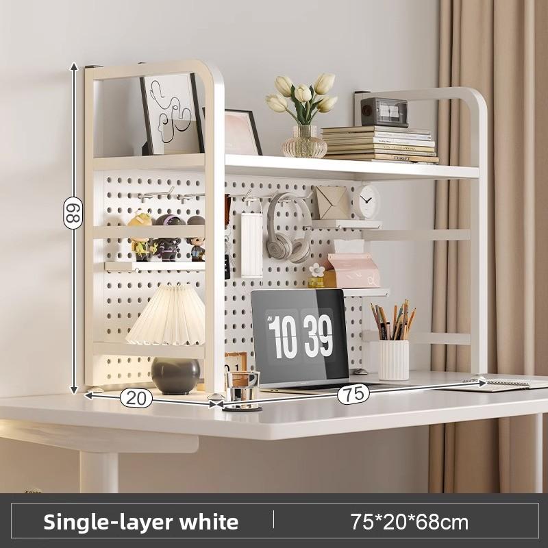 Multi-Layer Desktop Hole Board Storage Rack Stand up Computer Desk Organizer Student Dormitory Bookcase Horizontal Shelf Holder