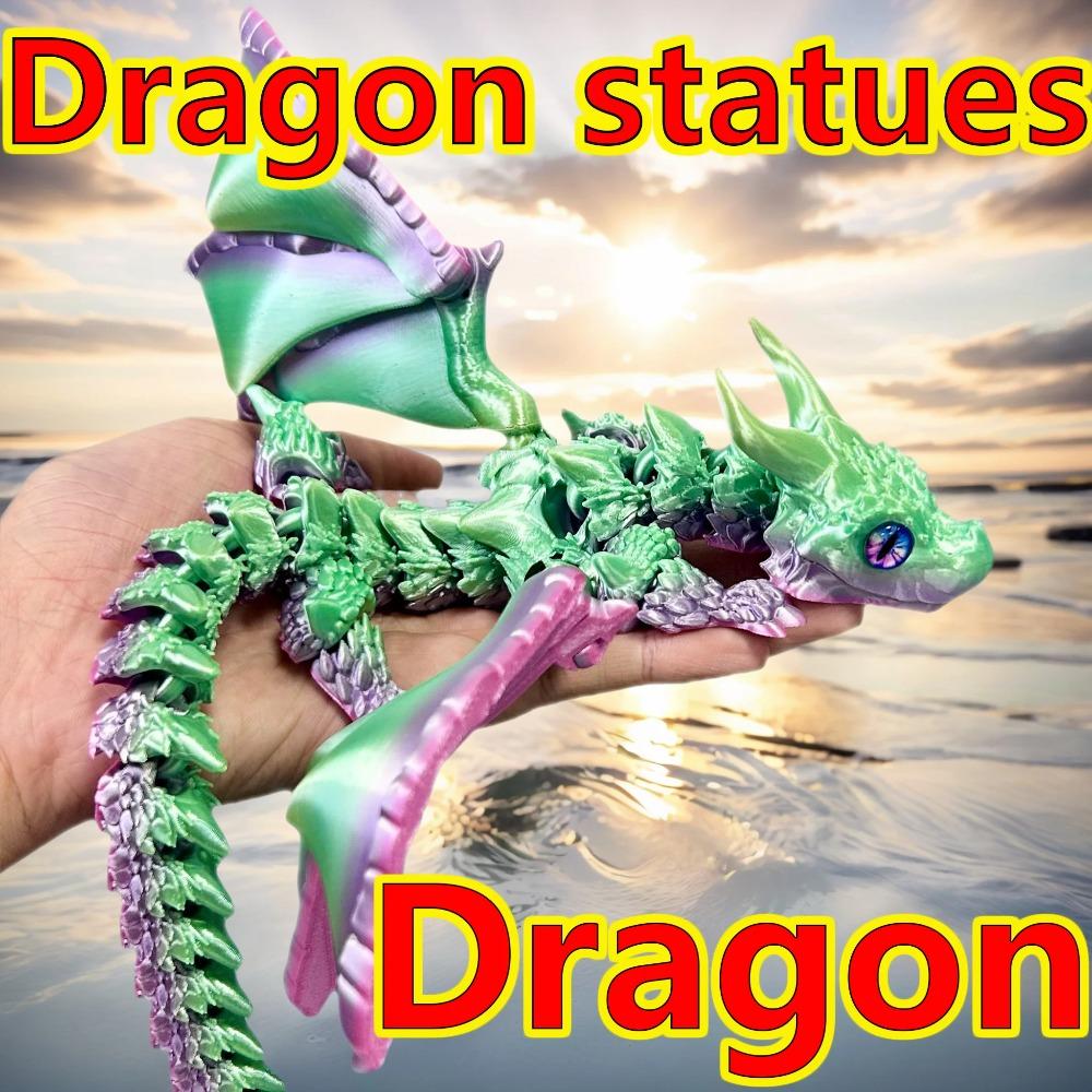 39.5Cm/15.55In 3D Printed Dragon Moveable Joints Animal Model Home Desktop Decoration Ornament Gift Collectible Statue