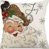 Christmas Pillowcase Linen Print Elk Snowman Home Decoration Sofa Cushion Cover