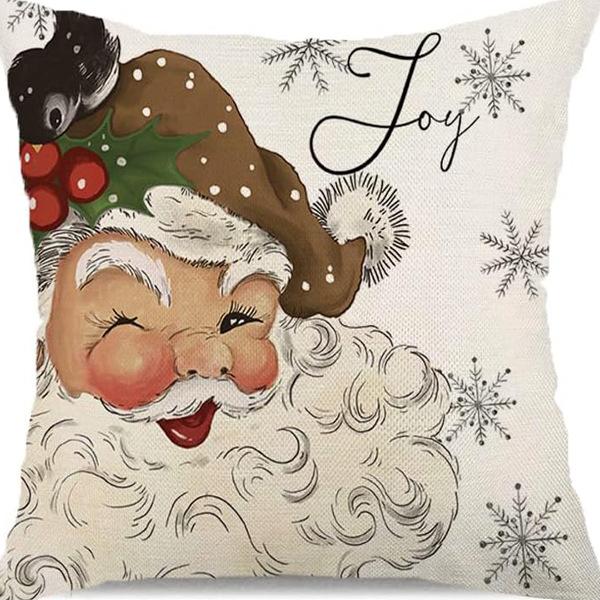 Christmas Pillowcase Linen Print Elk Snowman Home Decoration Sofa Cushion Cover