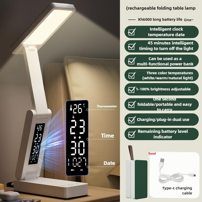 

Складний годинник Функція павербанка Захист очей Настільна лампа для читання XH6000+cable