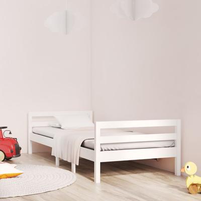 Vidaxl Estructura de Cama Sin Colchón, Blanca, 90X200 Cm, Madera Maciza de Pino