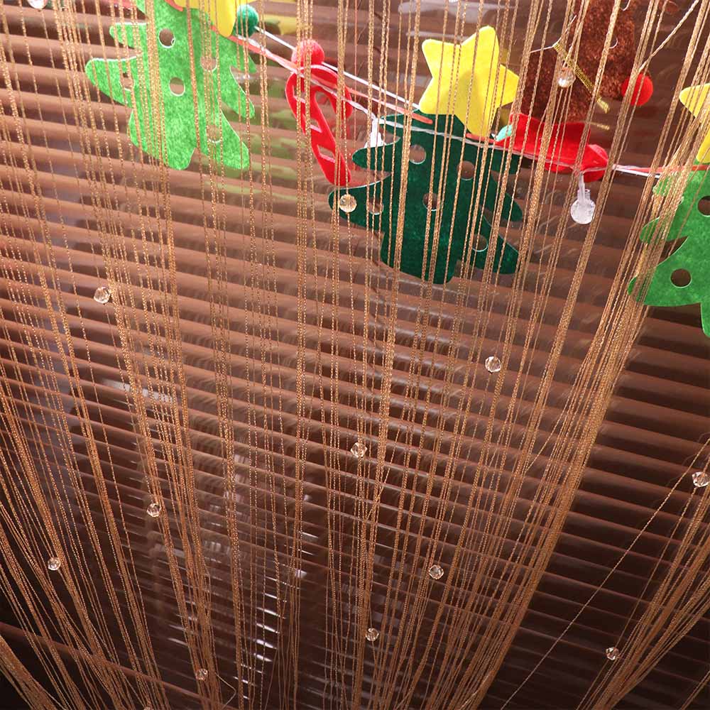 Einfarbiger Kristallperlen-Fadenvorhang Glänzende Quaste Fenstervorhang Retro Türvorhang Heimdekor