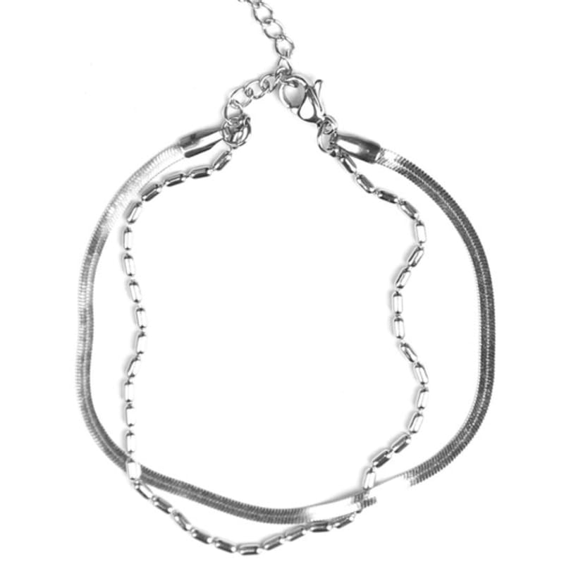 S SY [set] HANDMADE GLASS BEADS & VIENNA SNAKE CHAIN BRACELET