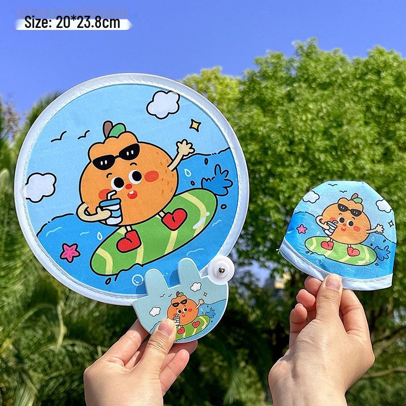 Portable Cartoon Folding Fan – Cute Mini Round Fan for Women and Kids