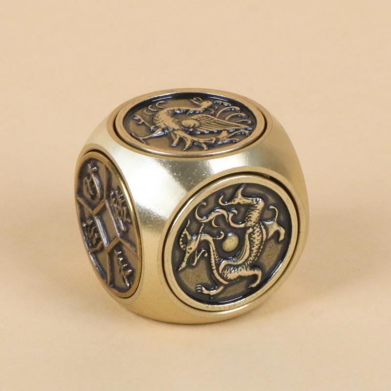 Rotatable Brass Six-sided Swivel Handle Wholesale Hand-cranked Money Handle Objects Antique Feng Shui