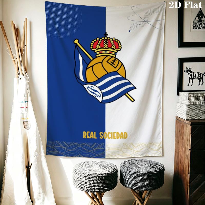 Real Sociedad Wall Tapestry Aesthetic Wall Hanging Printed Fabric Blanket Decorative Tapestries for Bedroom Living Room Home Decor