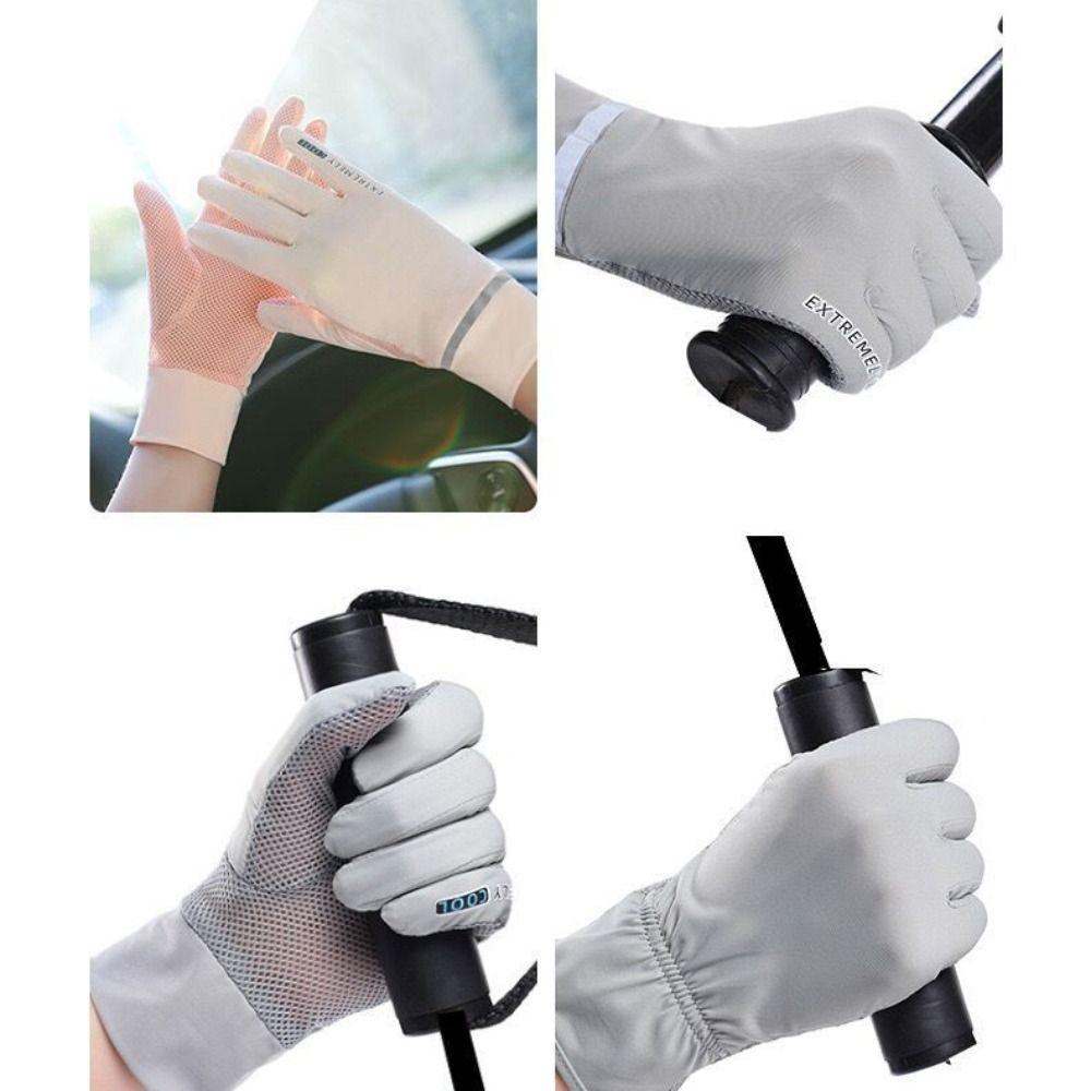Gants d'été respirants en soie glacée sans doigts Gants de protection solaire pour le cyclisme et la conduite