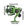 Heavy-duty ball bearing fishing reel for smooth and high-speed spinning. Ambidextrous (Green/XF7000)