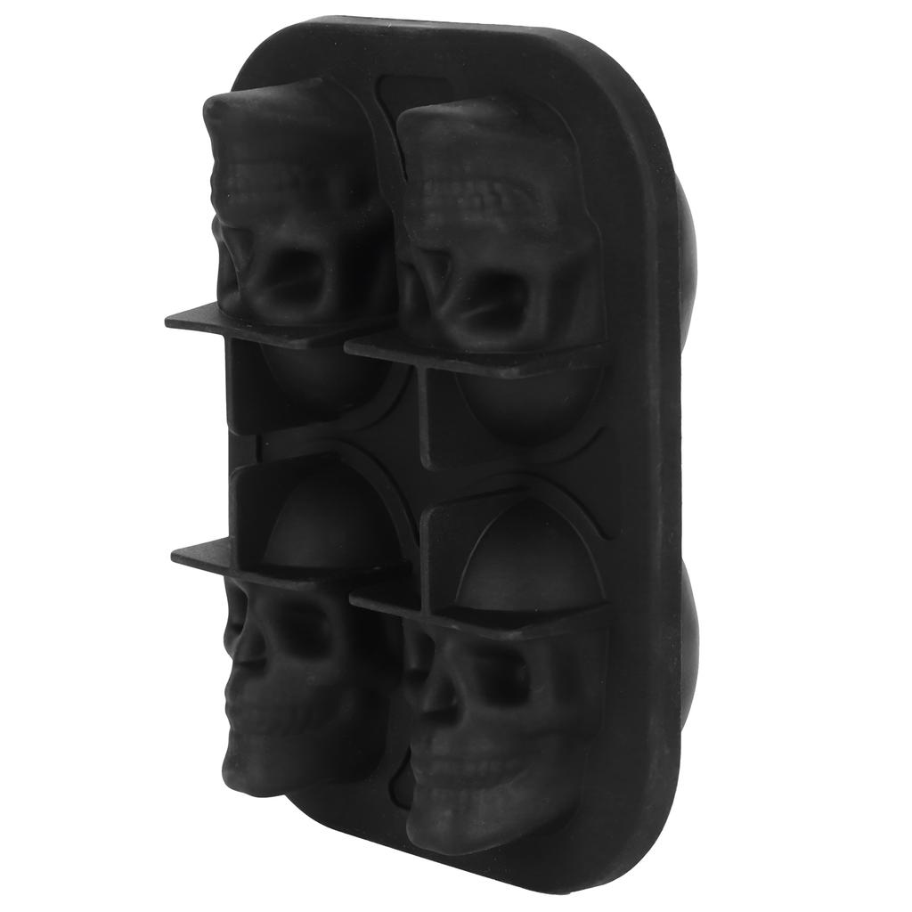 4-Gitter Totenkopf Form Eiswürfelform Halloween Eiscreme Silikonform mit 2 Trichtern für die Küche