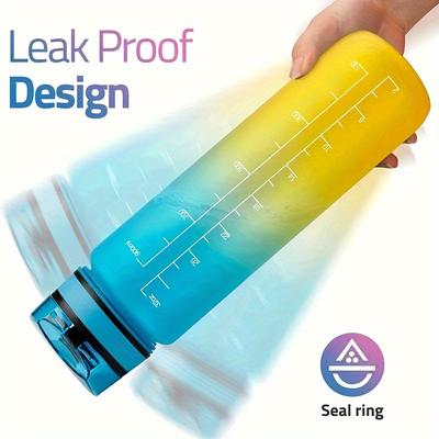 32 oz BPA-freie, auslaufsichere Sportwasserflasche mit Zeitleiste, Strohhalm und allmählichem Farbwechsel - Handwäsche, für Fitness und Outdoor-Aktivitäten