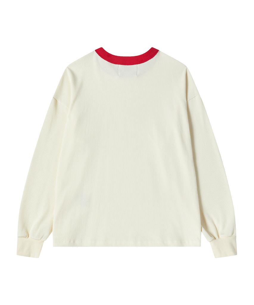 BEYOND CLOSET [Collection Line] Modern Art Stitch Long Sleeve Ivory